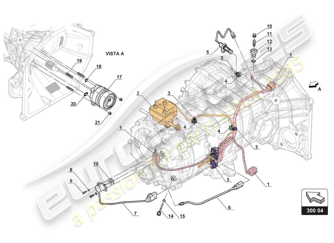 lamborghini 2017 (gt3) schema delle parti del cablaggio del cambio