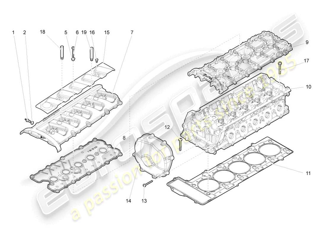 lamborghini gallardo coupe (2008) cilindri a testa 1 diagramma delle parti