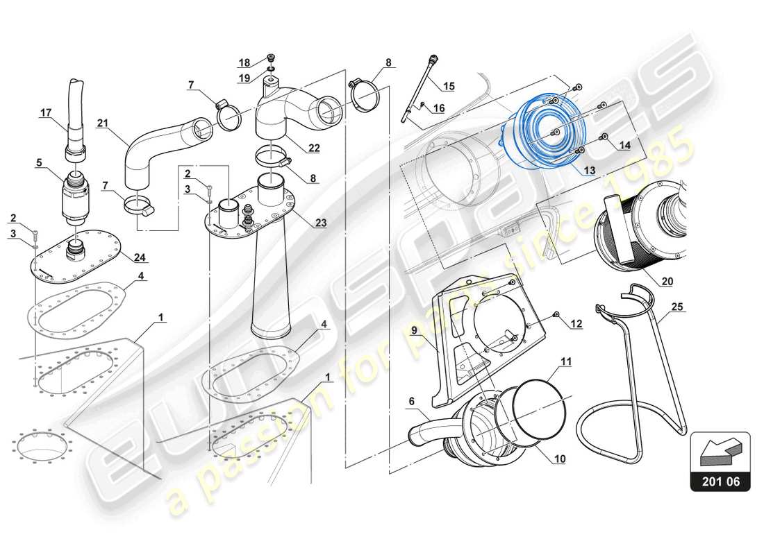 lamborghini gt3 (2017) rifornimento lato sinistro schema delle parti