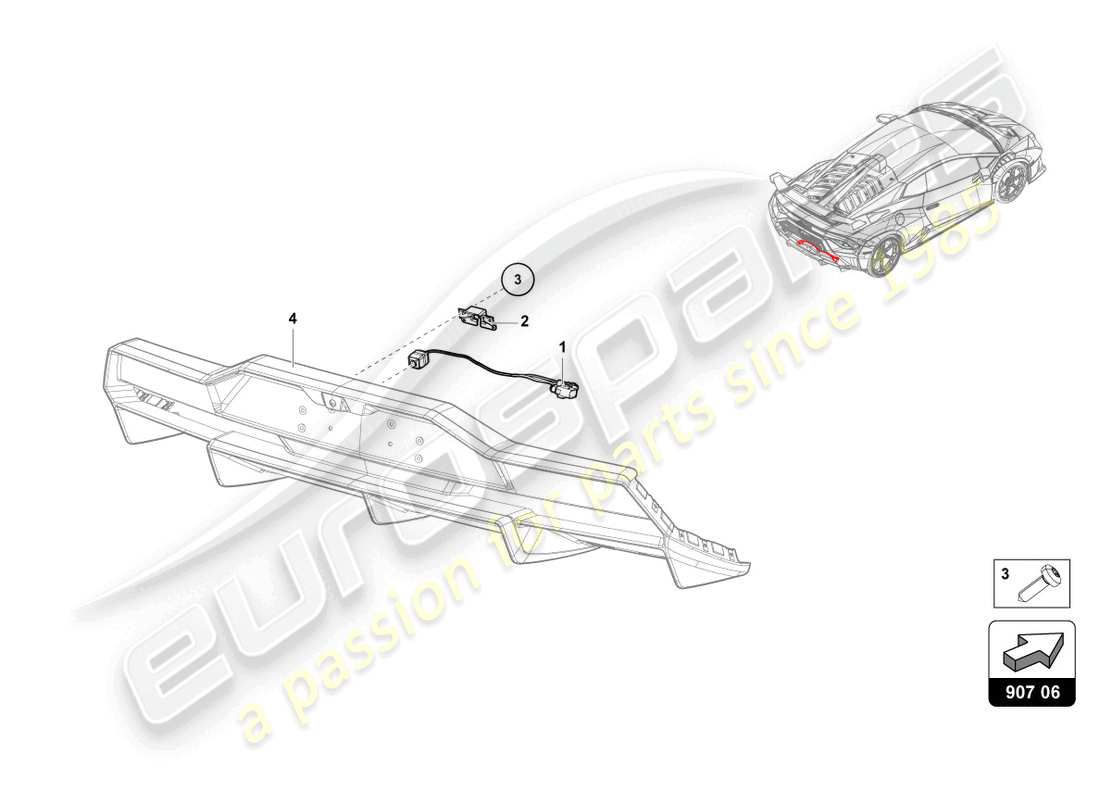 lamborghini sto (2023) telecamera di retromarcia diagramma delle parti