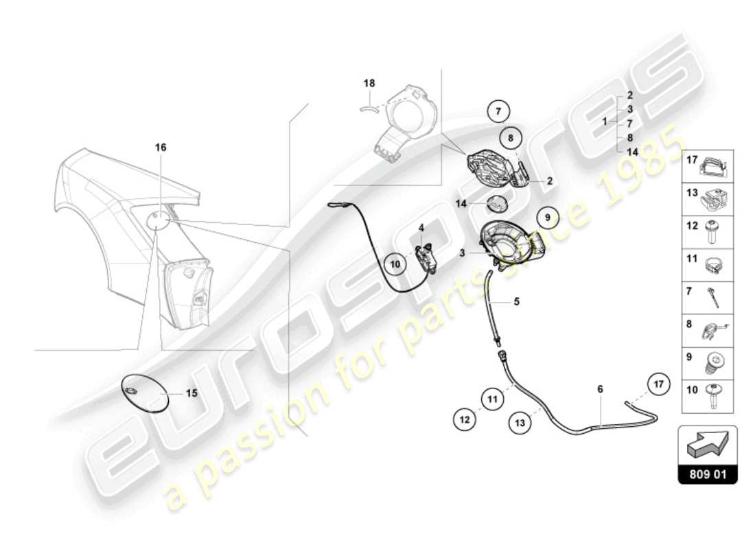 lamborghini sterrato (2023) sportello del riempimento del carburante diagramma delle parti