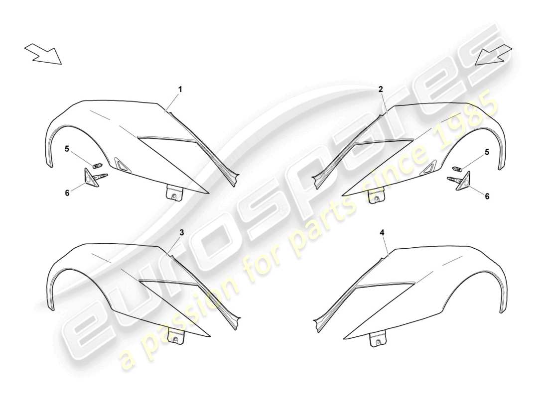 lamborghini lp640 coupe (2008) ala anteriore diagramma delle parti