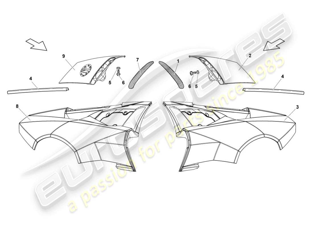 lamborghini reventon parte laterale posteriore schema della parte