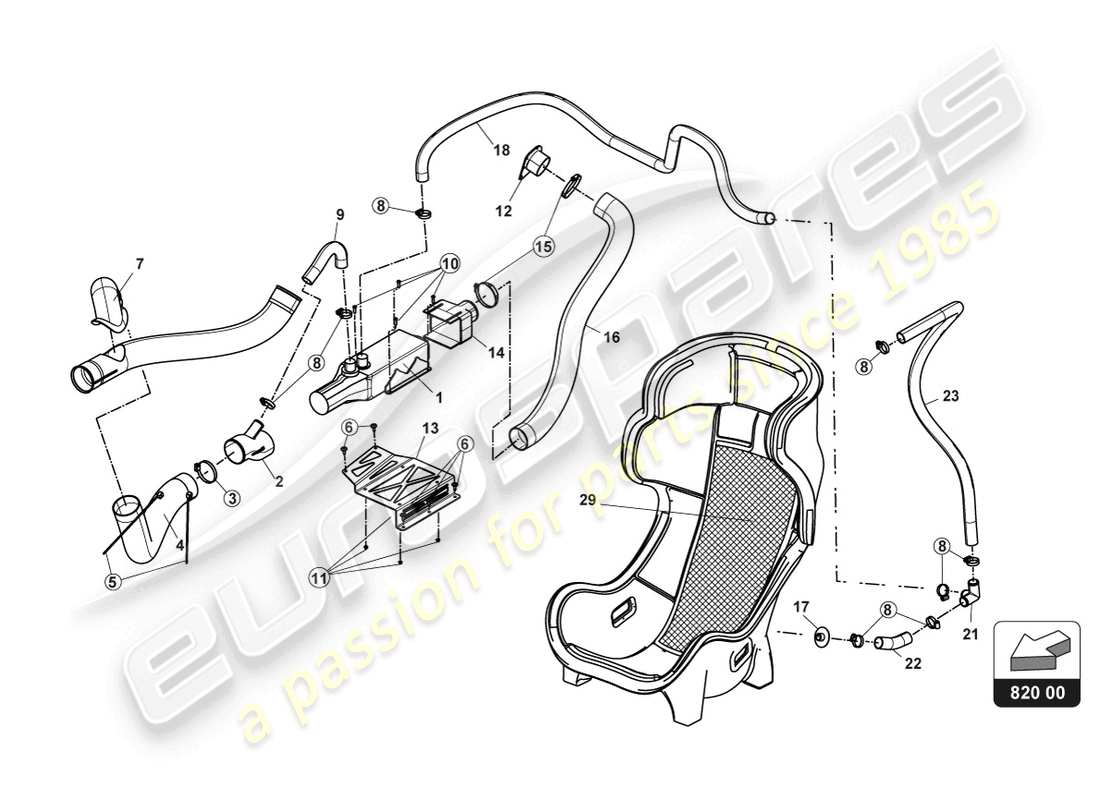lamborghini gt3 (2017) diagramma delle parti dell'aria condizionata