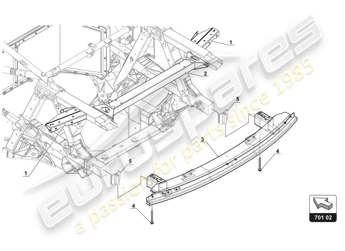 lamborghini gt3 evo (2018) diagramma delle parti del telaio posteriore