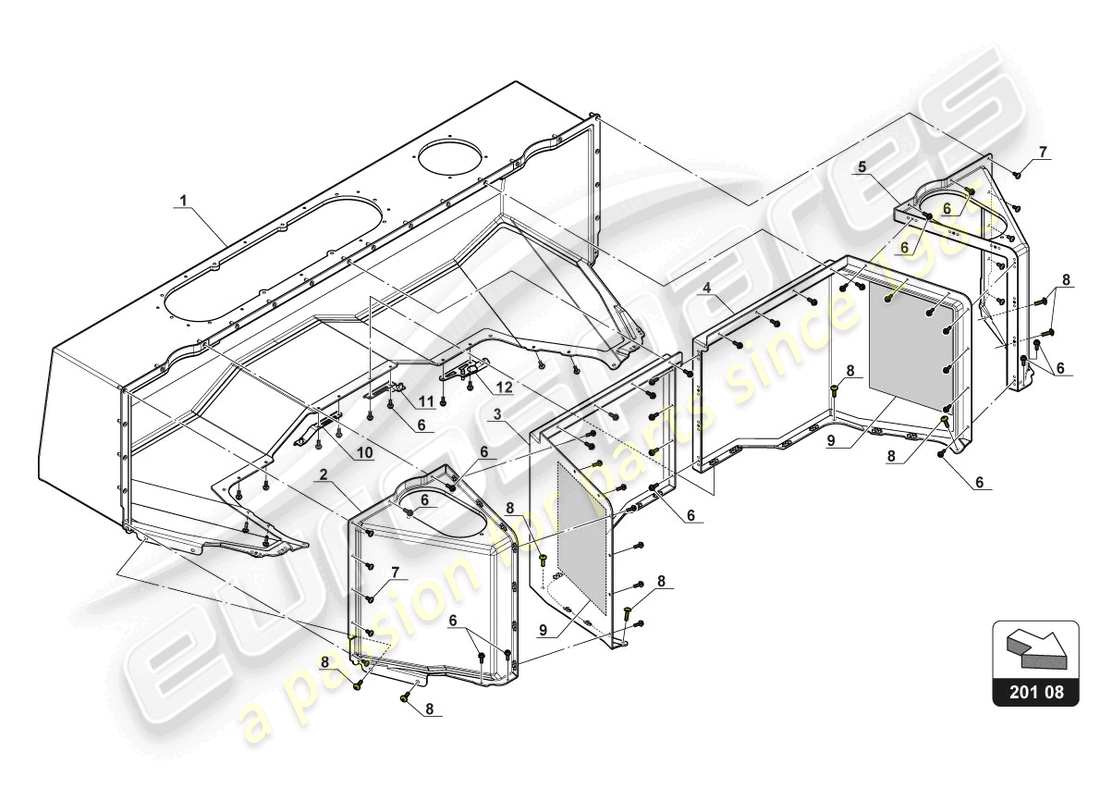 lamborghini 2018 (gt3 evo) esterno serbatoio carburante schema delle parti