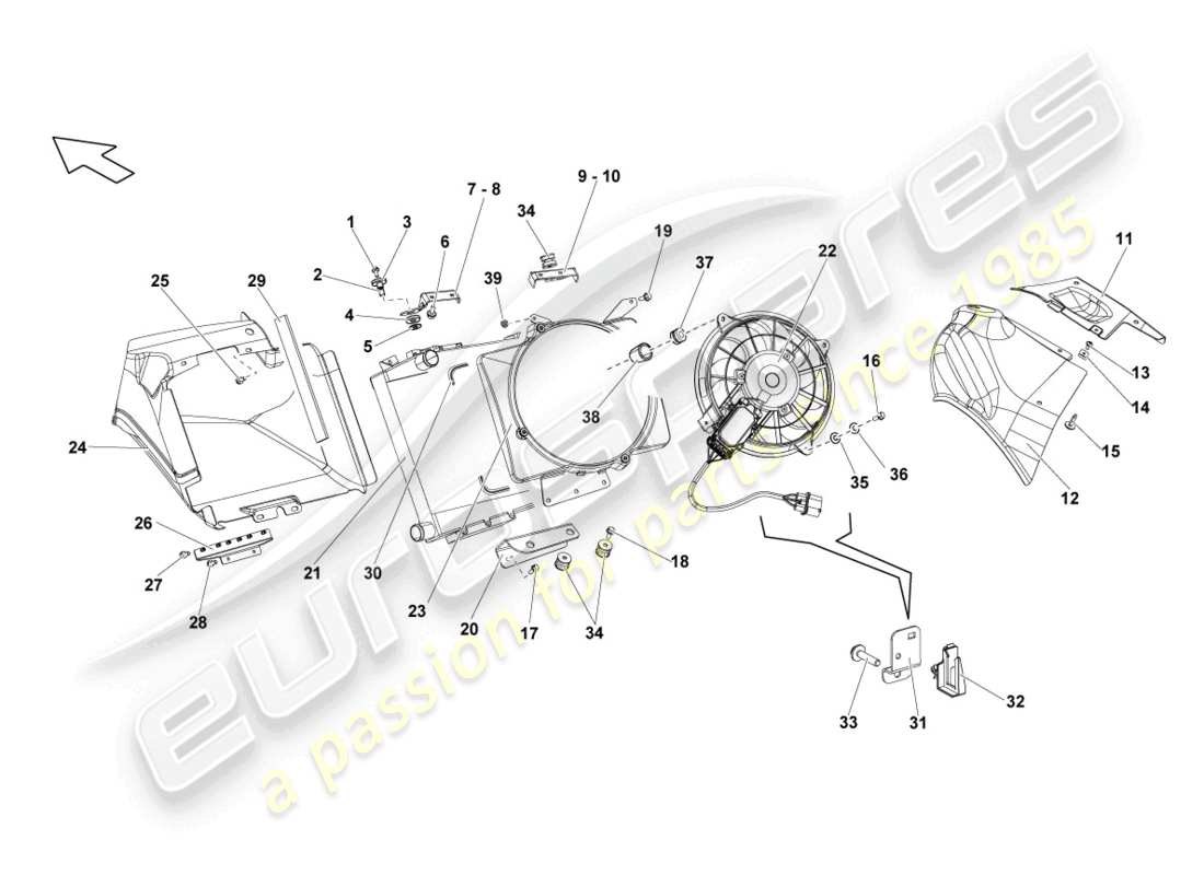 lamborghini lp550-2 spyder (2011) raffreddatore per liquido refrigerante schema delle parti