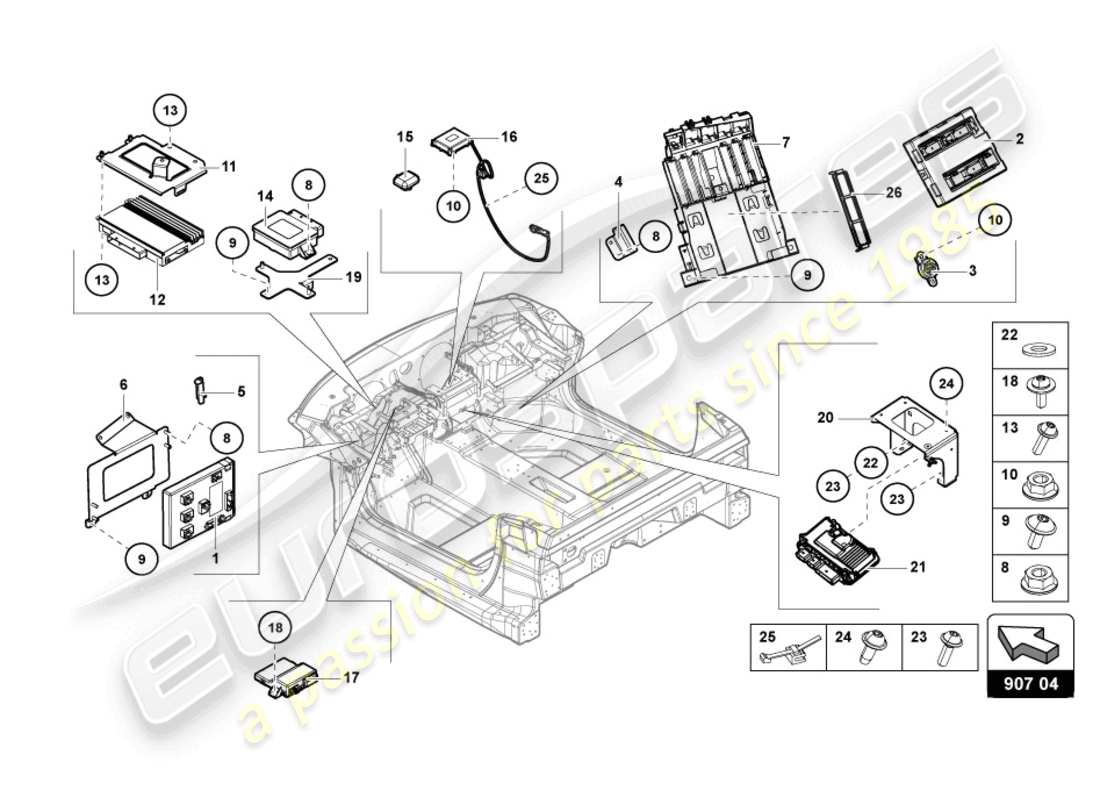 lamborghini 2022 (lp770-4 svj coupe) schema delle parti elettriche