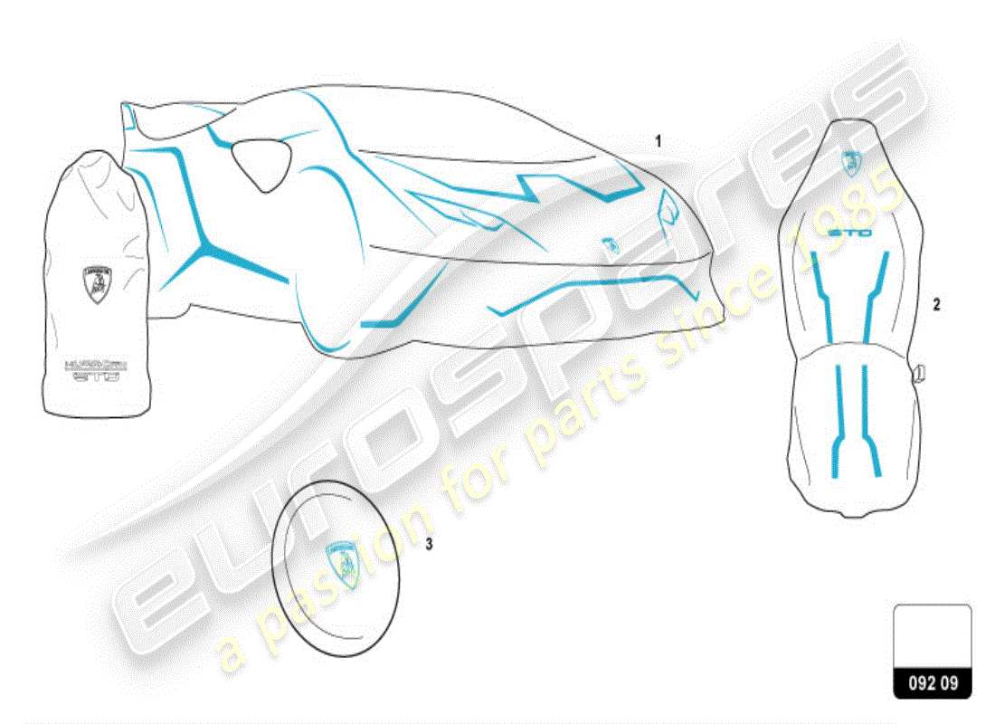 lamborghini huracan sto (accessories) set di protezioni diagramma delle parti