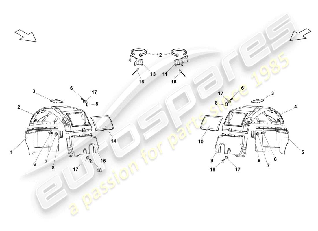 lamborghini reventon rivestimento passaruota anteriore schema delle parti