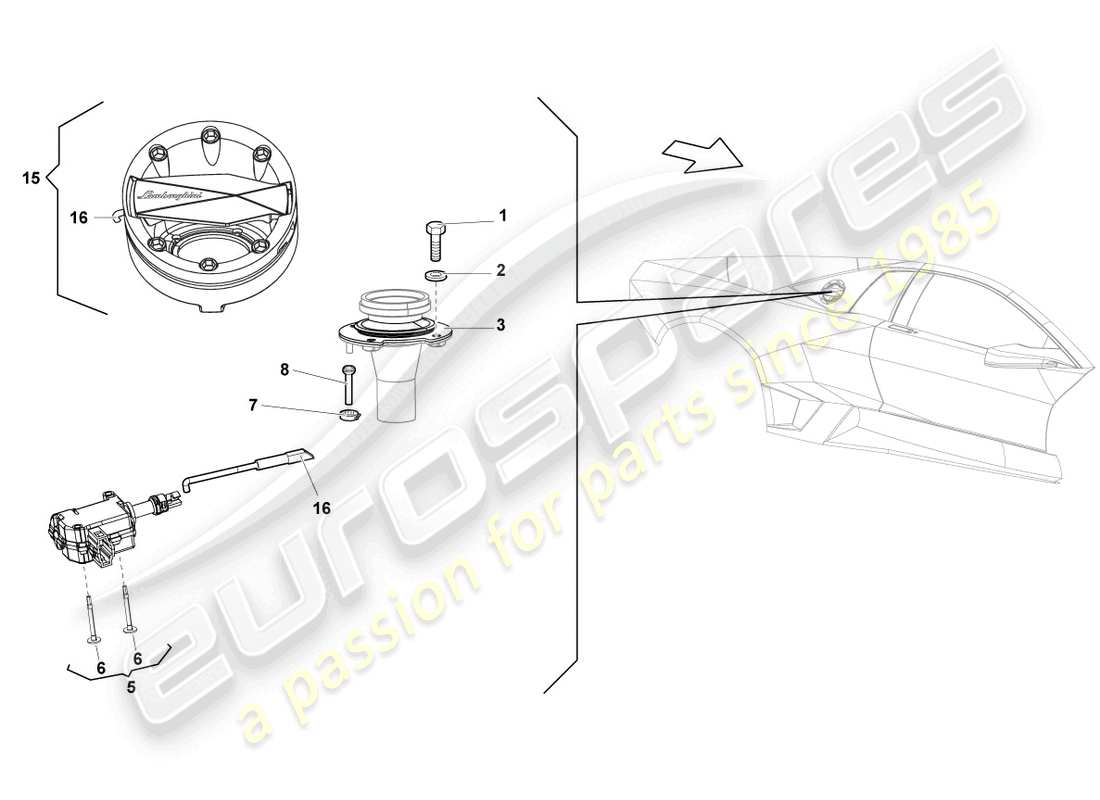 lamborghini reventon sportello del riempimento del carburante schema delle parti