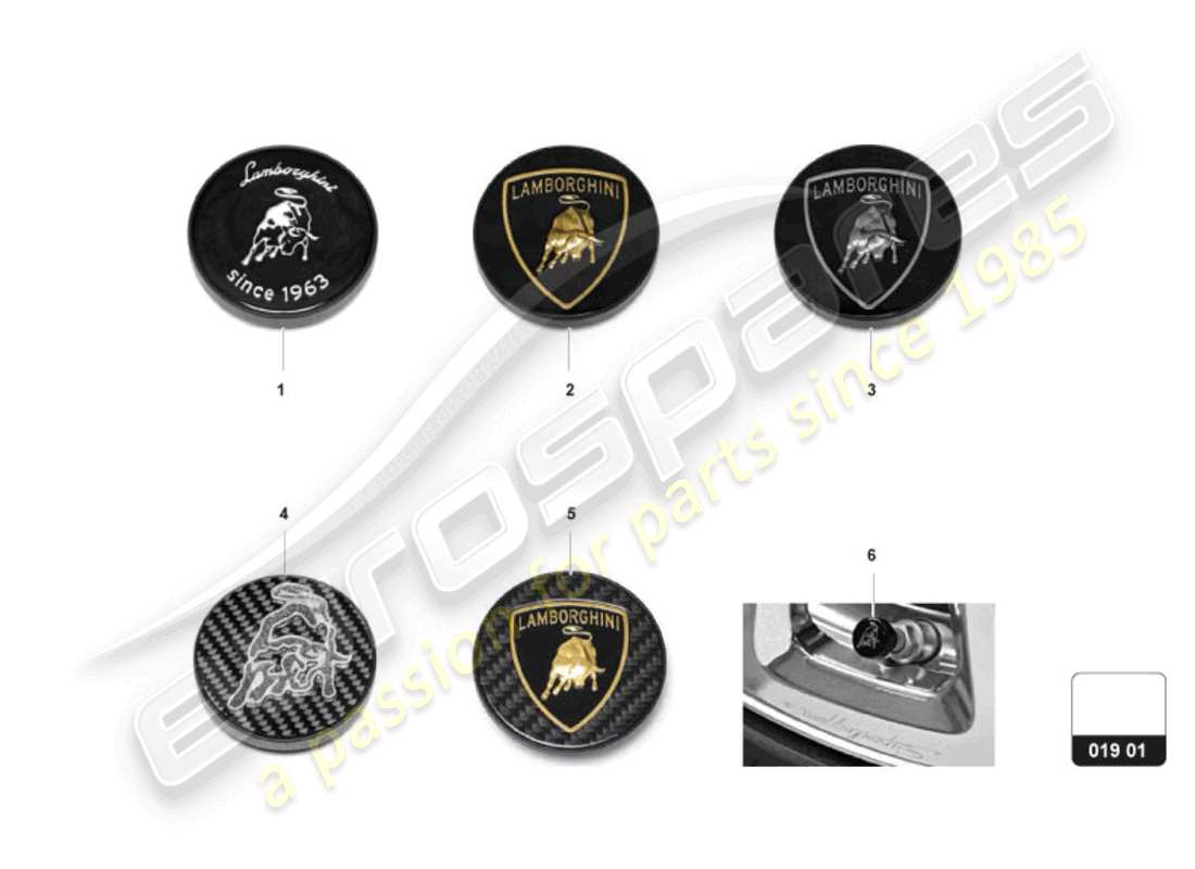 lamborghini revuelto coupe (accessories) 1 set di coperchi ruota diagramma delle parti