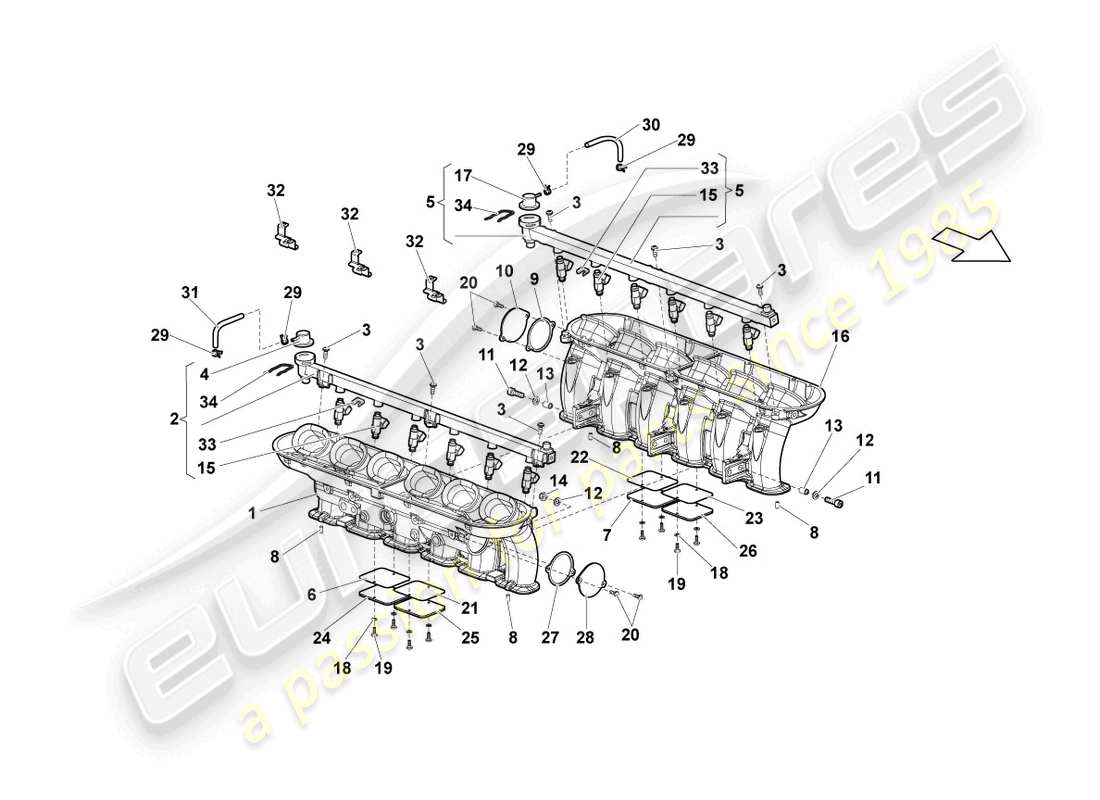 lamborghini reventon sistema di aspirazione diagramma delle parti