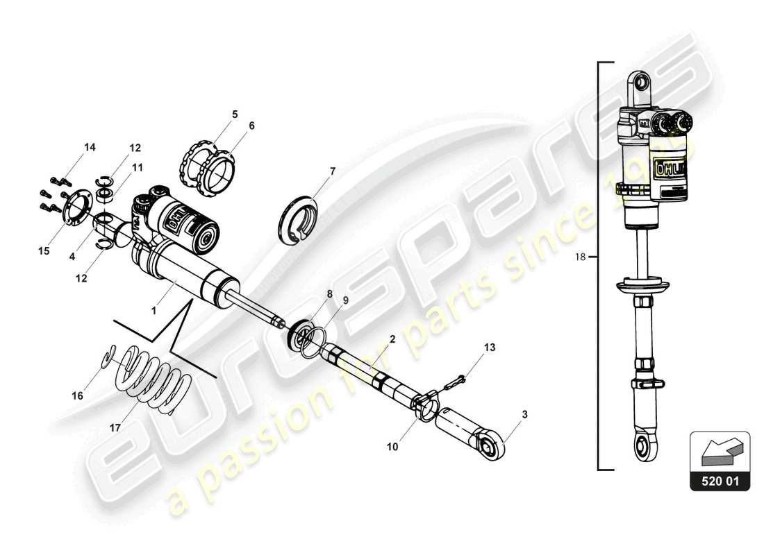 lamborghini 2017 (gt3) schema delle parti ammortizzatore anteriore