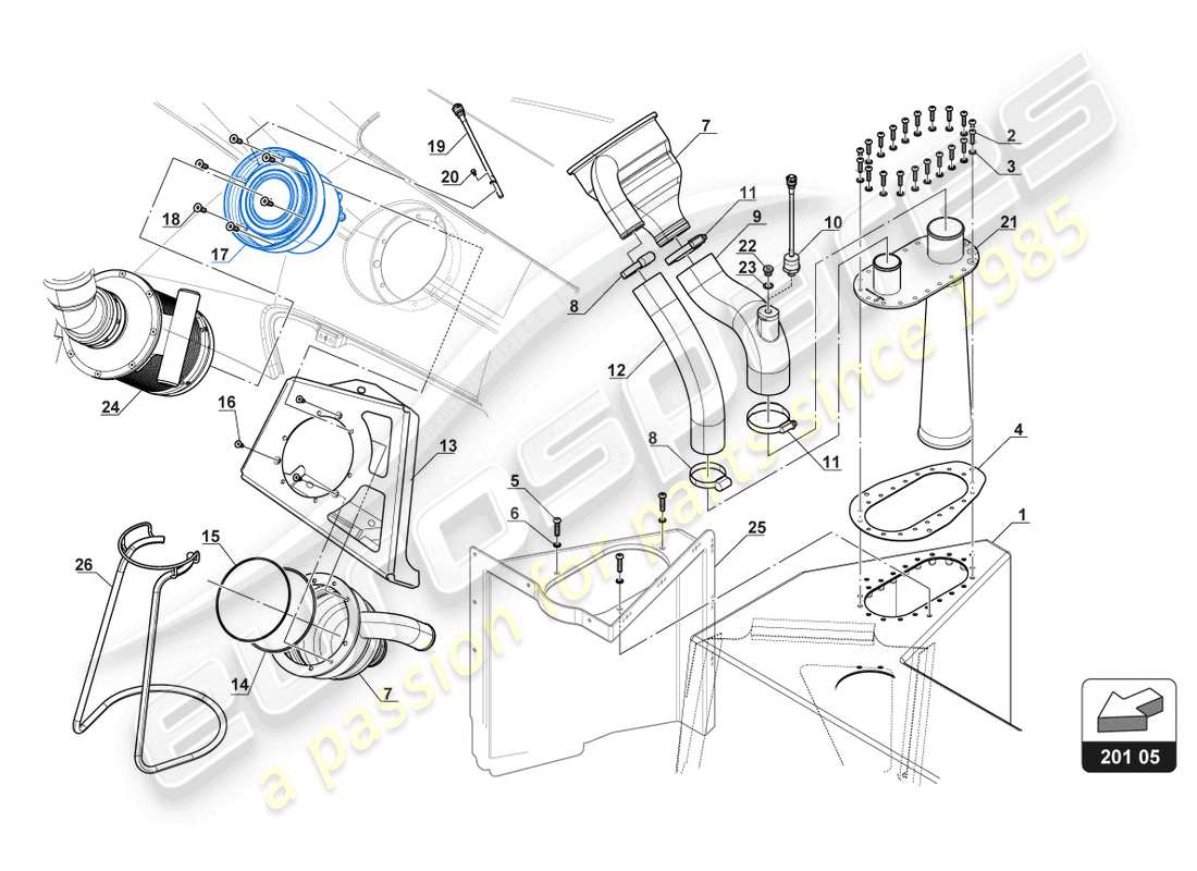 lamborghini gt3 (2017) rifornimento lato destro diagramma delle parti
