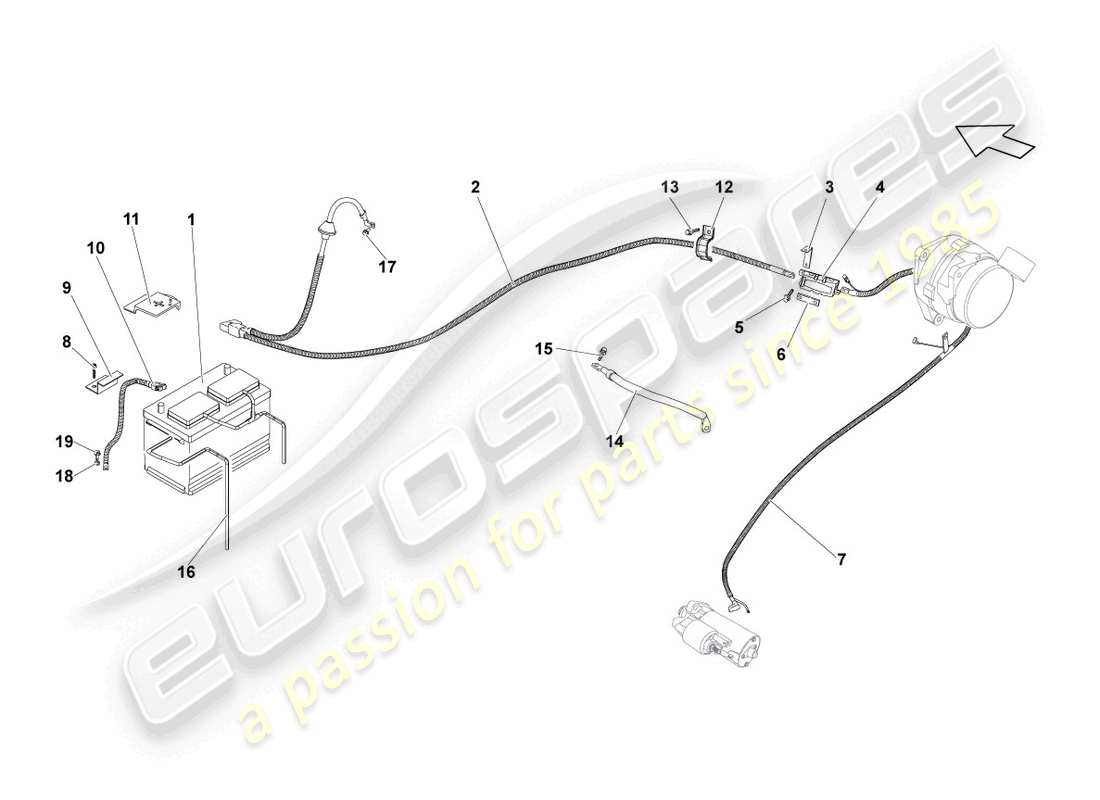 lamborghini lp550-2 coupe (2014) diagramma delle parti della batteria