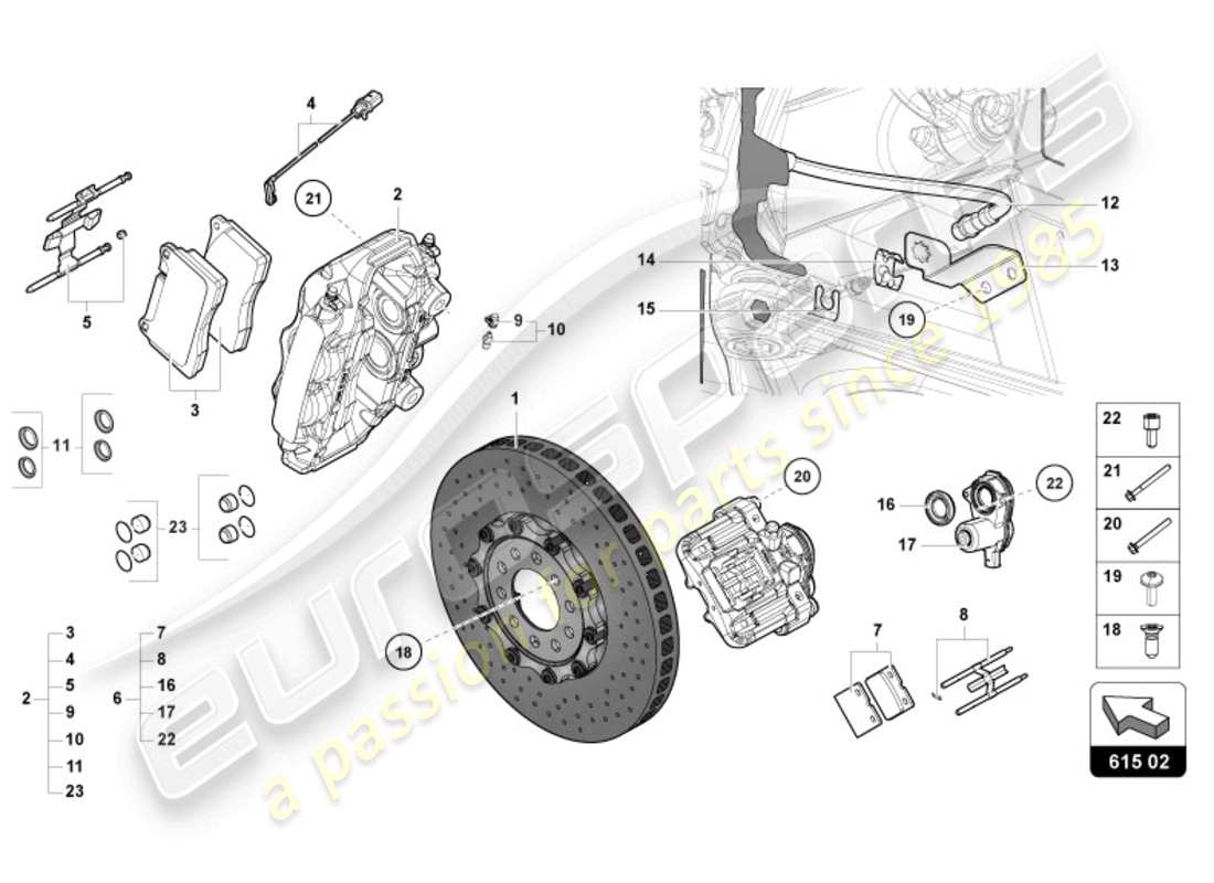 lamborghini 2022 (ultimae) disco freno posteriore schema delle parti