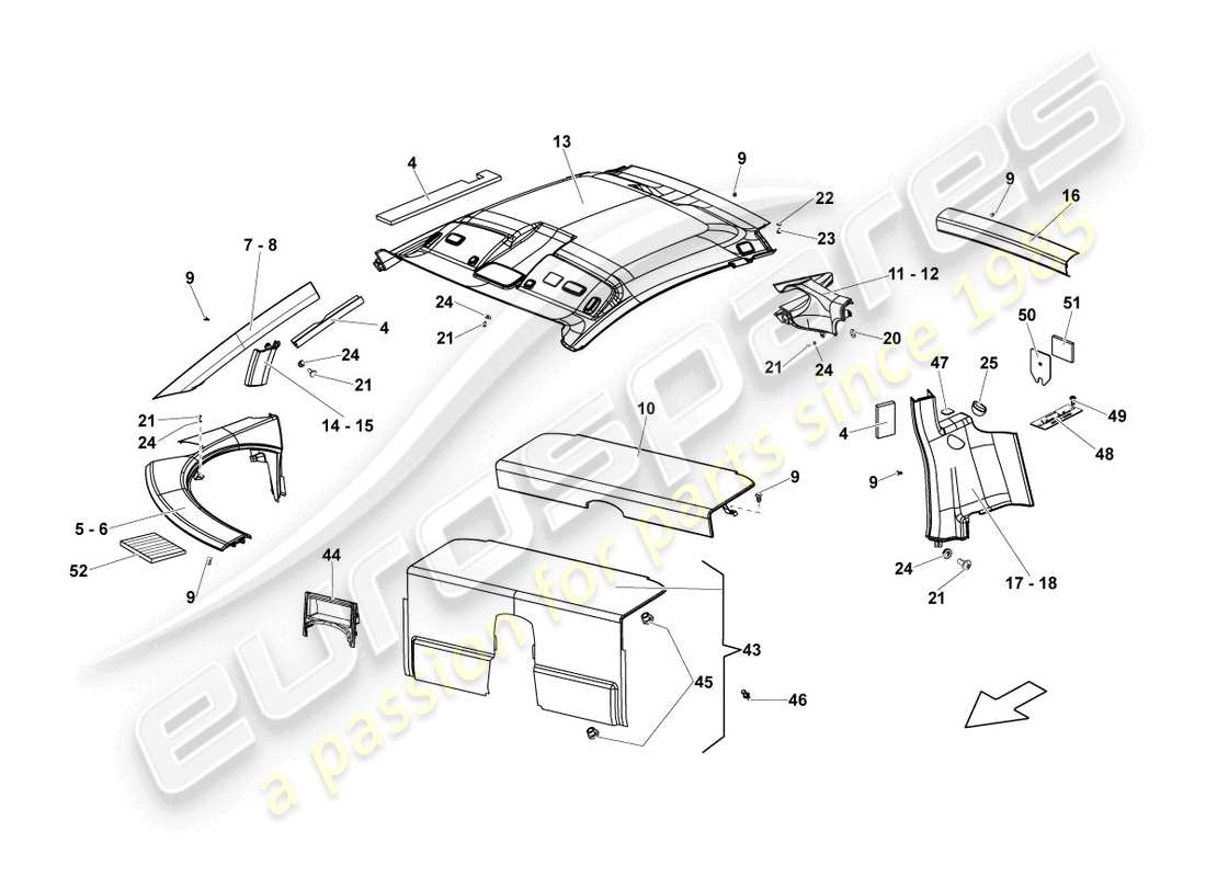 lamborghini lp550-2 coupe (2014) diagramma delle parti del pieno stampato