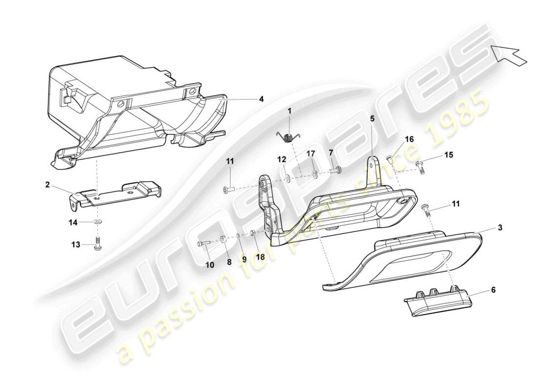 lamborghini lp550-2 coupe (2014) vano portaoggetti schema delle parti