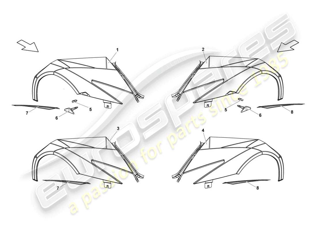 lamborghini reventon schema delle parti ala anteriore