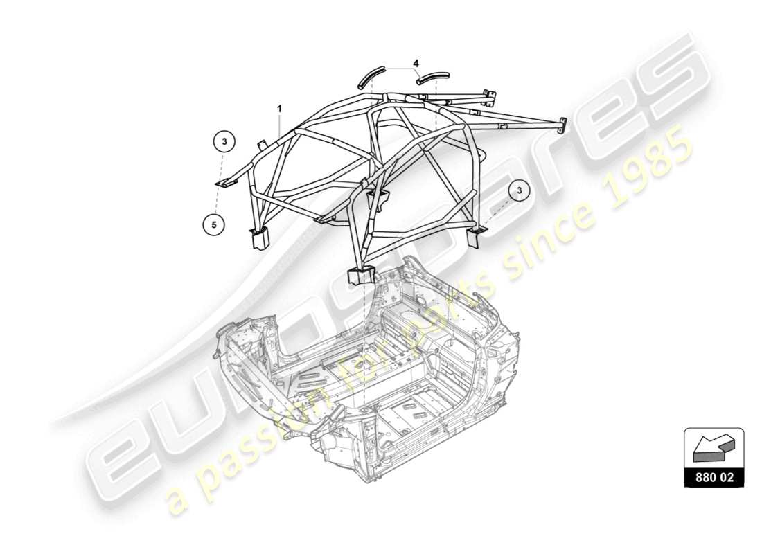 lamborghini 2018 (super trofeo evo) diagramma delle parti della gabbia a rulli