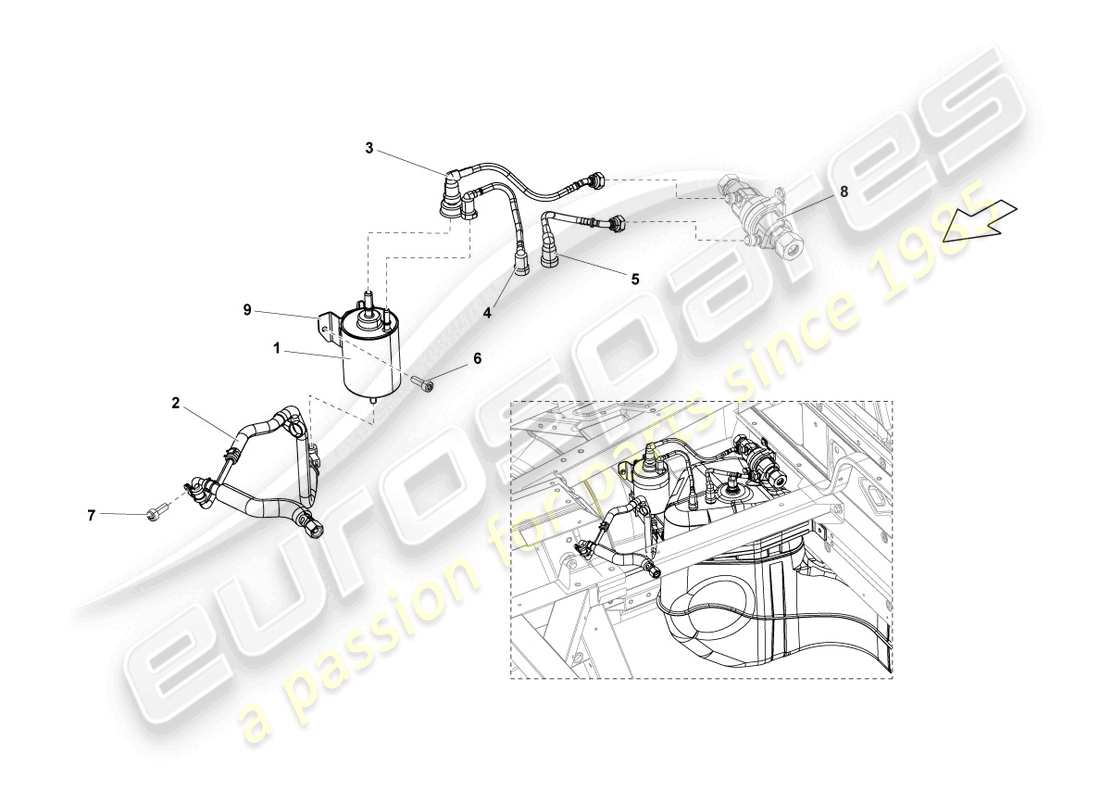 lamborghini lp550-2 spyder (2011) diagramma delle parti del filtro del carburante