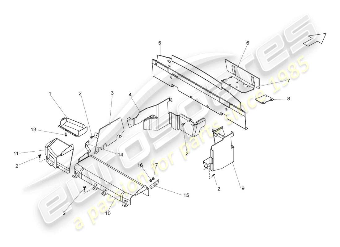 lamborghini superleggera (2008) pannello trasversale con scottle schema delle parti