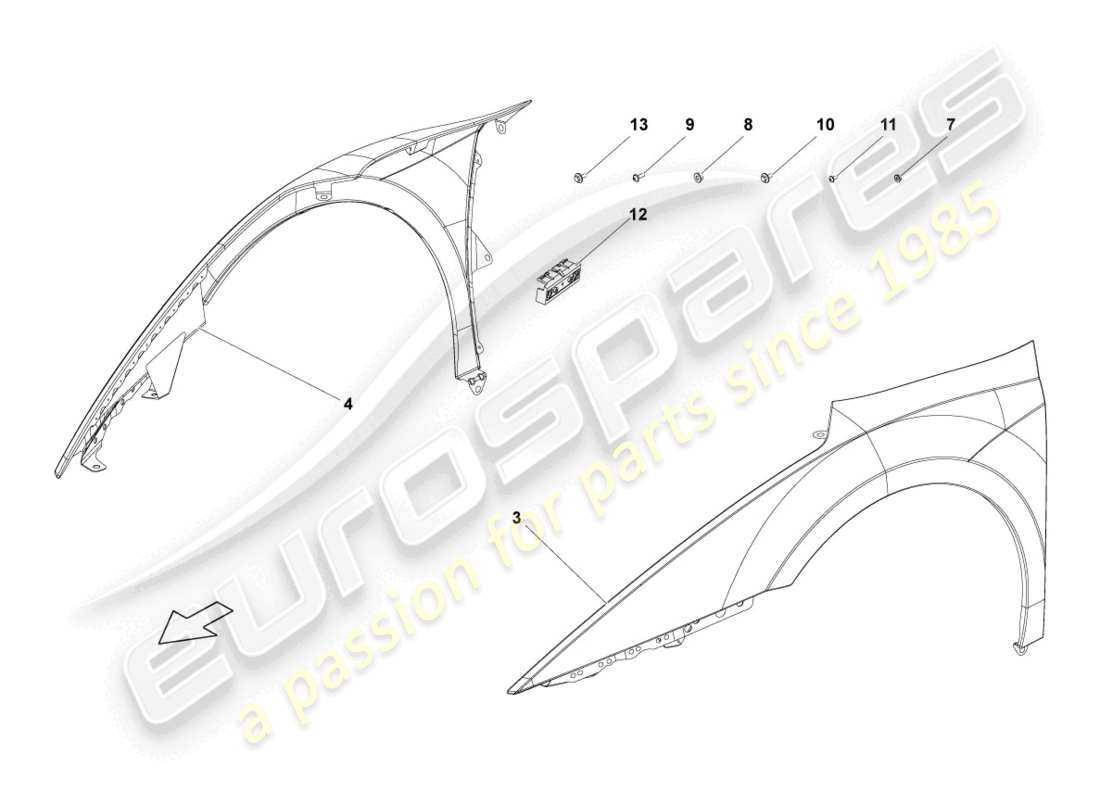 lamborghini lp570-4 sl (2012) ala anteriore diagramma delle parti