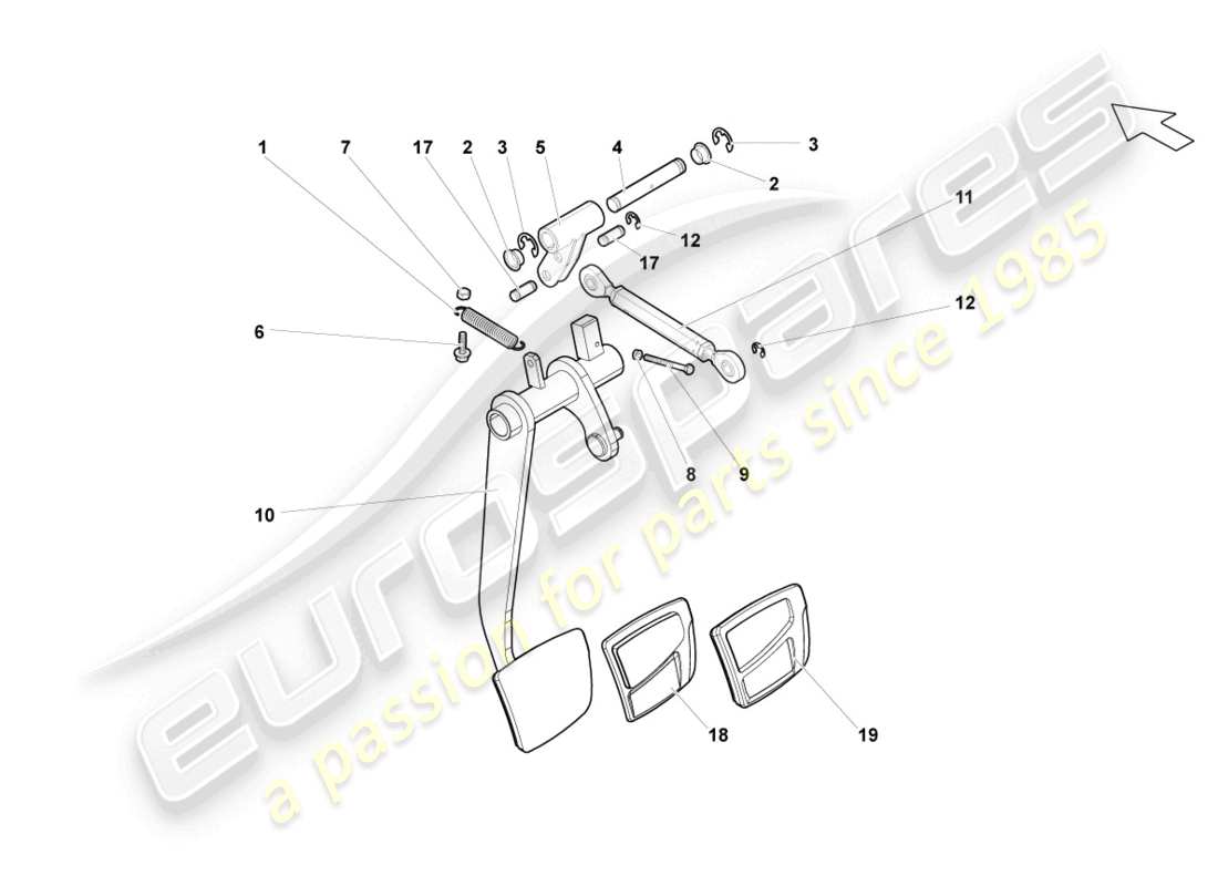 lamborghini lp550-2 coupe (2014) pedale del freno schema delle parti