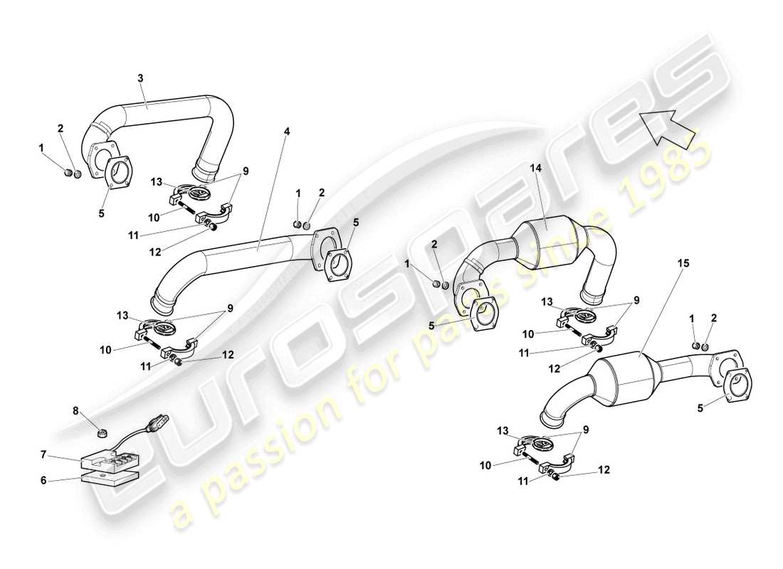 lamborghini reventon diagramma delle parti del sistema di scarico