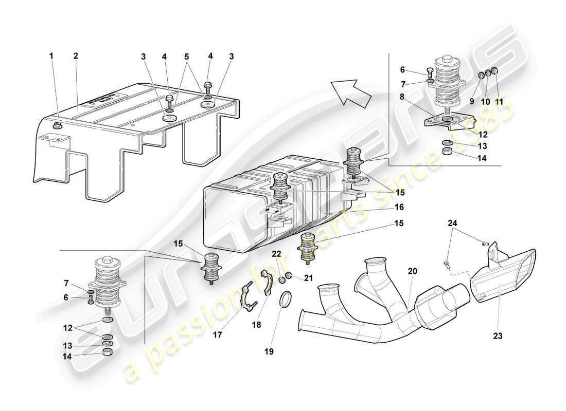 lamborghini reventon silenziatore posteriore diagramma delle parti