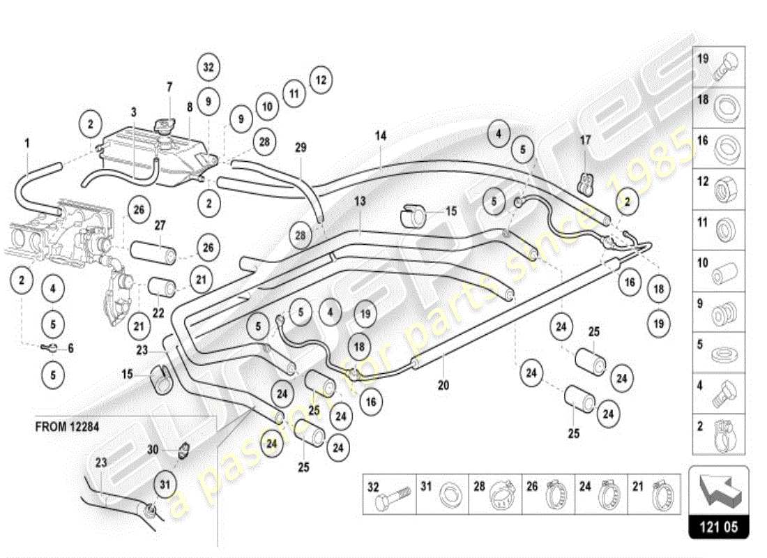 lamborghini diablo vt (1997) pompa di raffreddamento diagramma delle parti