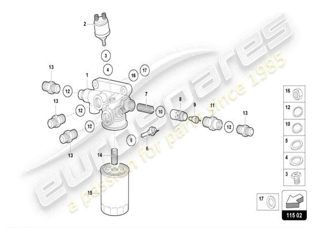 lamborghini diablo vt (1997) schema delle parti filtro olio