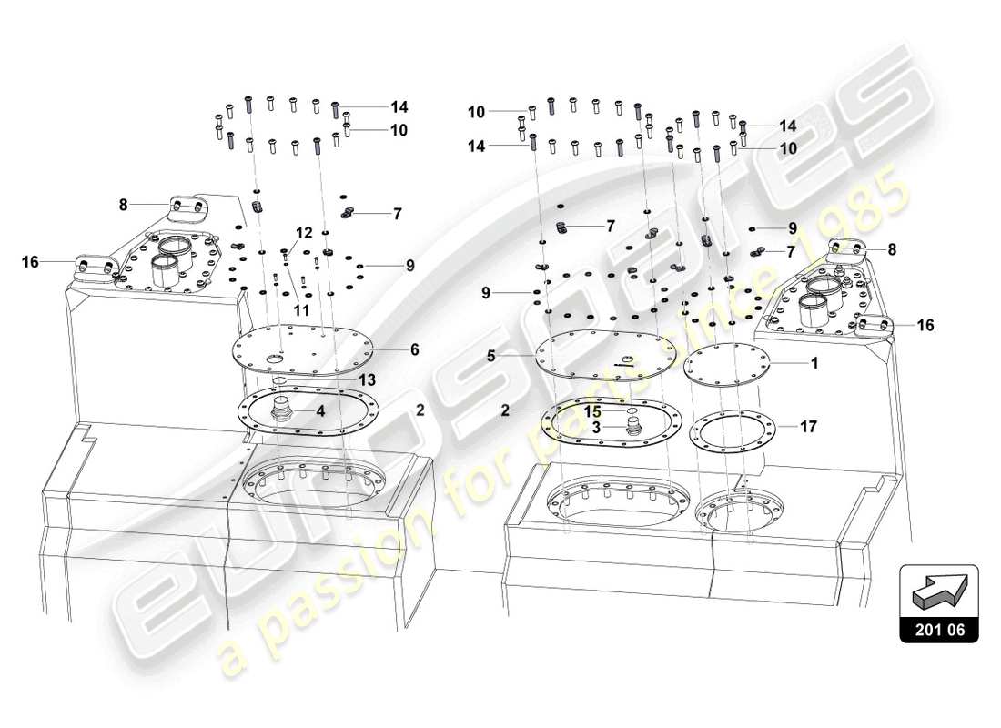 lamborghini 2015 (super trofeo) telai del sistema di alimentazione diagramma delle parti