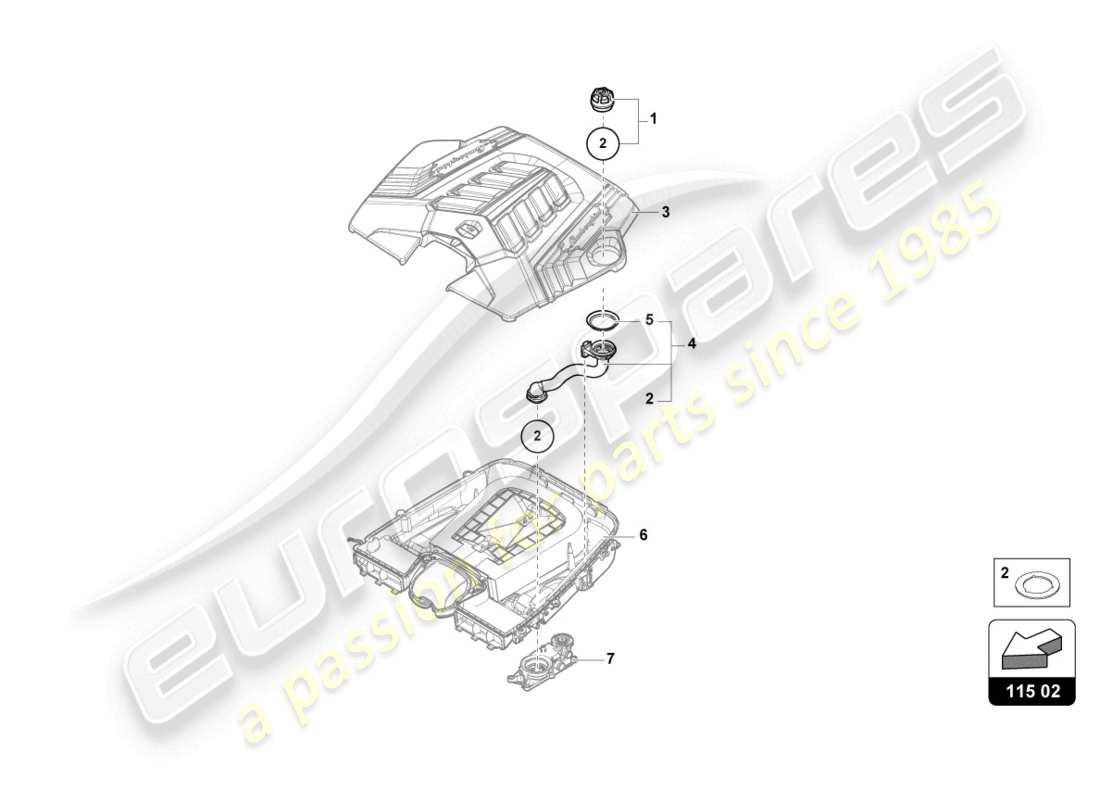 lamborghini urus (2020) diagramma delle parti del tappo di tenuta