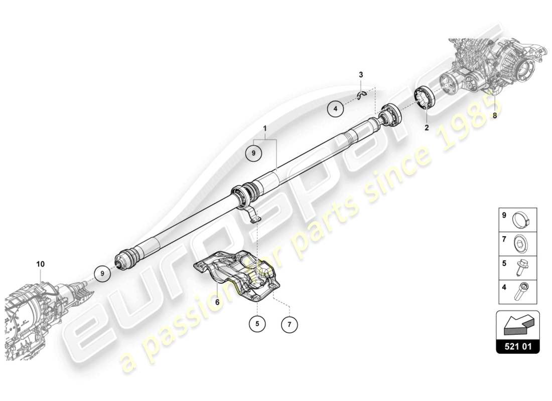 lamborghini urus (2020) albero di trasmissione diagramma delle parti