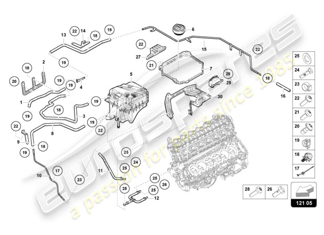 lamborghini revuelto coupe (2024) sistema di raffreddamento sistema acqua schema delle parti
