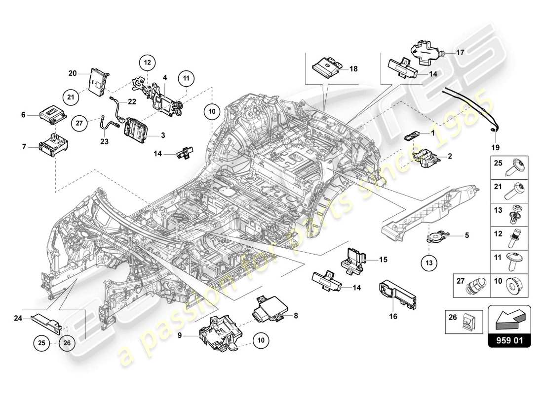 lamborghini urus (2021) centralina per portellone diagramma delle parti