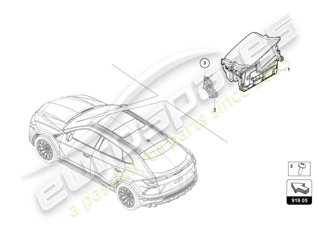 lamborghini urus (2020) centralina per proiezione parabrezza (head-up-display) schema particolare