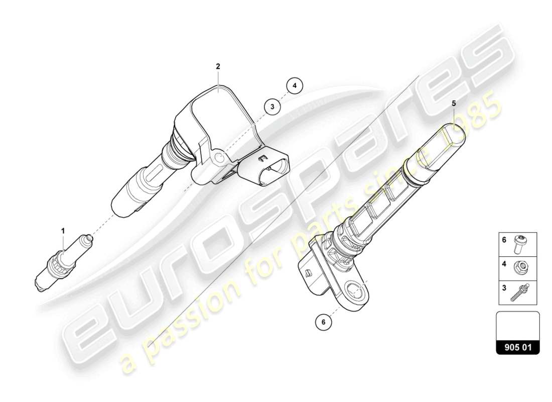 lamborghini urus (2020) bobina accensione con connettore candela schema parte