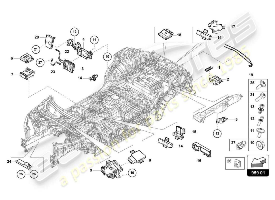 lamborghini urus (2020) centralina per portellone diagramma delle parti