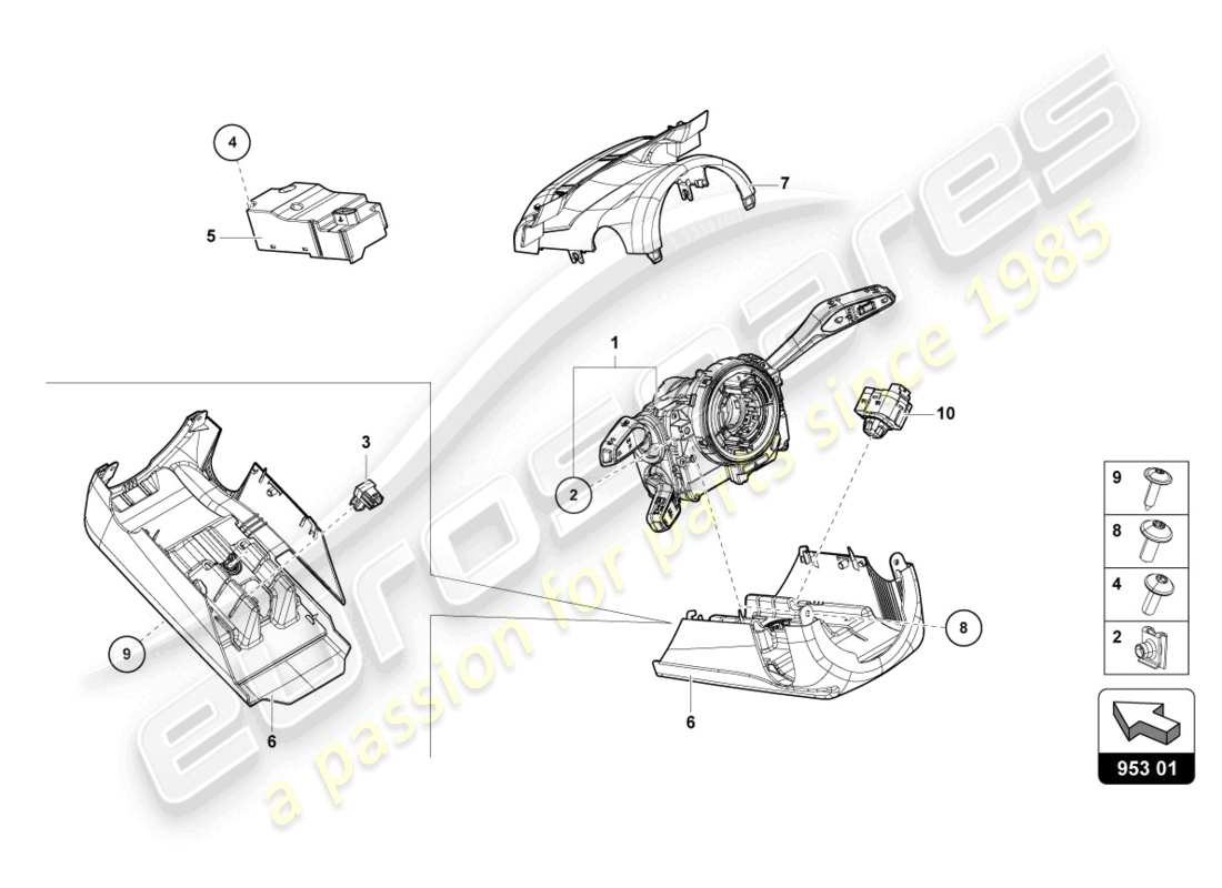 lamborghini urus (2022) col.sterzo interruttore combinato diagramma delle parti