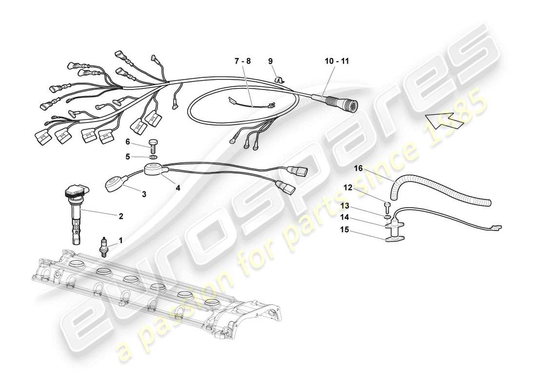 lamborghini lp640 roadster (2009) diagramma delle parti della candela