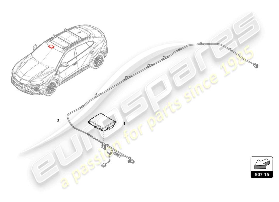 lamborghini urus (2021) centralina per comandi tetto scorrevole elettrico schema parte