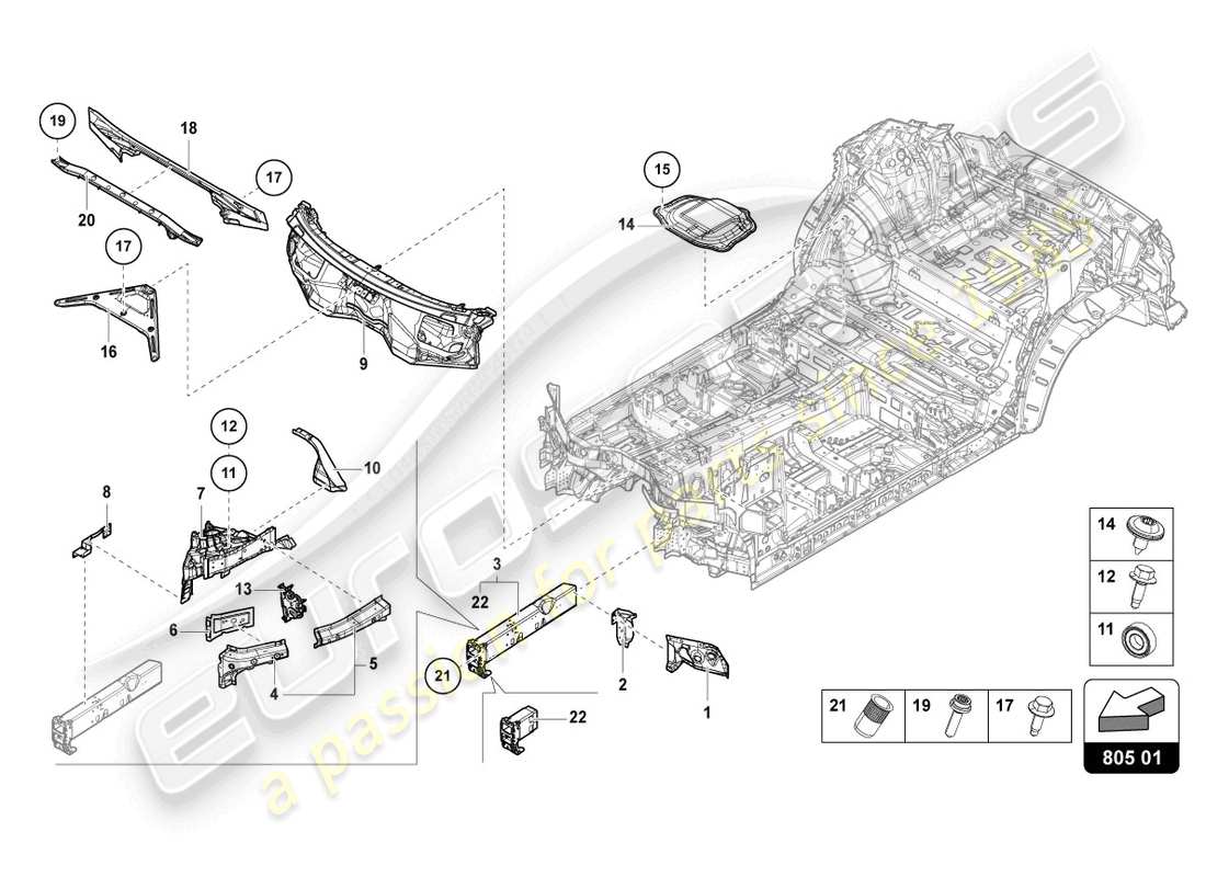 lamborghini urus (2020) schema parte sottoscocca anteriore