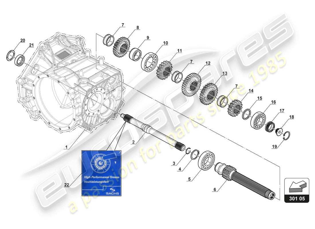 lamborghini gt3 evo (2018) diagramma delle parti dell'albero di entrata