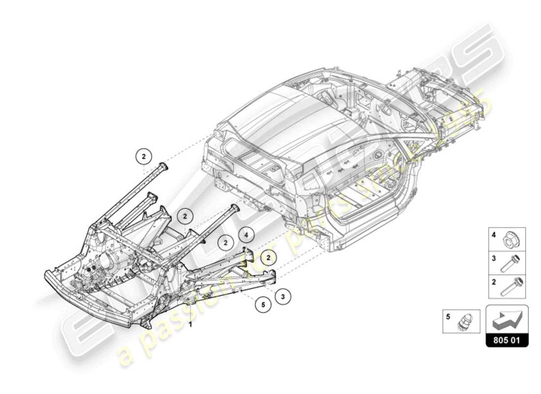 lamborghini revuelto coupe (2024) telaio posteriore diagramma delle parti