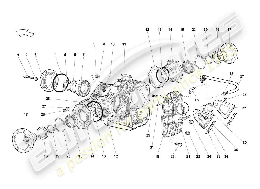 lamborghini lp640 roadster (2009) scatola per differenziale schema parte