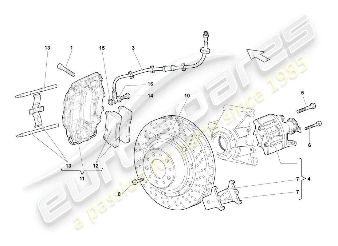 lamborghini reventon schema delle parti freno a disco posteriore