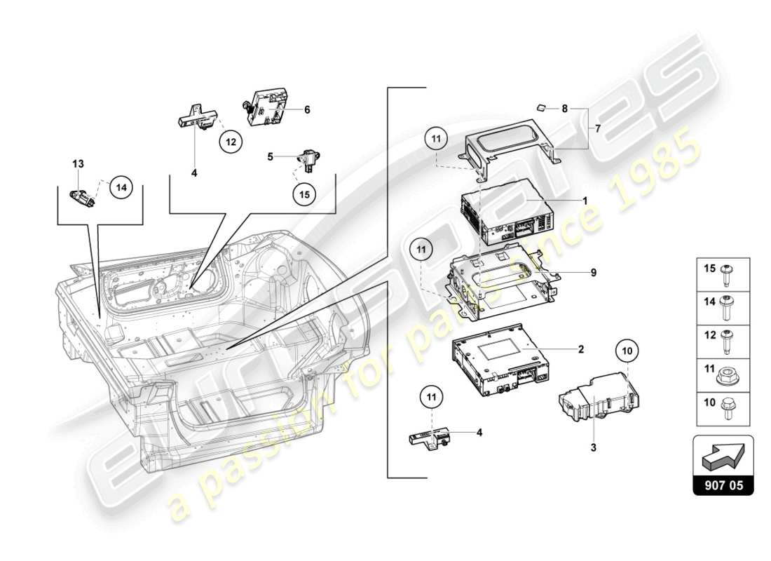 lamborghini 2022 (ultimae roadster) schema delle parti elettriche
